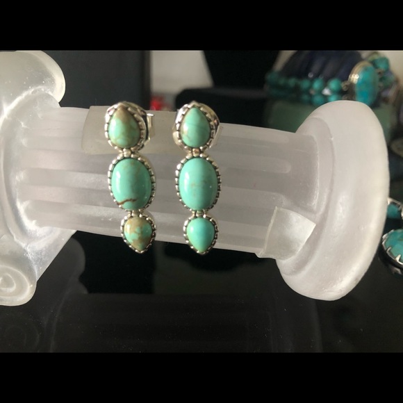 Pangea Mines 1.25” #8 Mine Turquoise Earrings - Picture 2 of 9